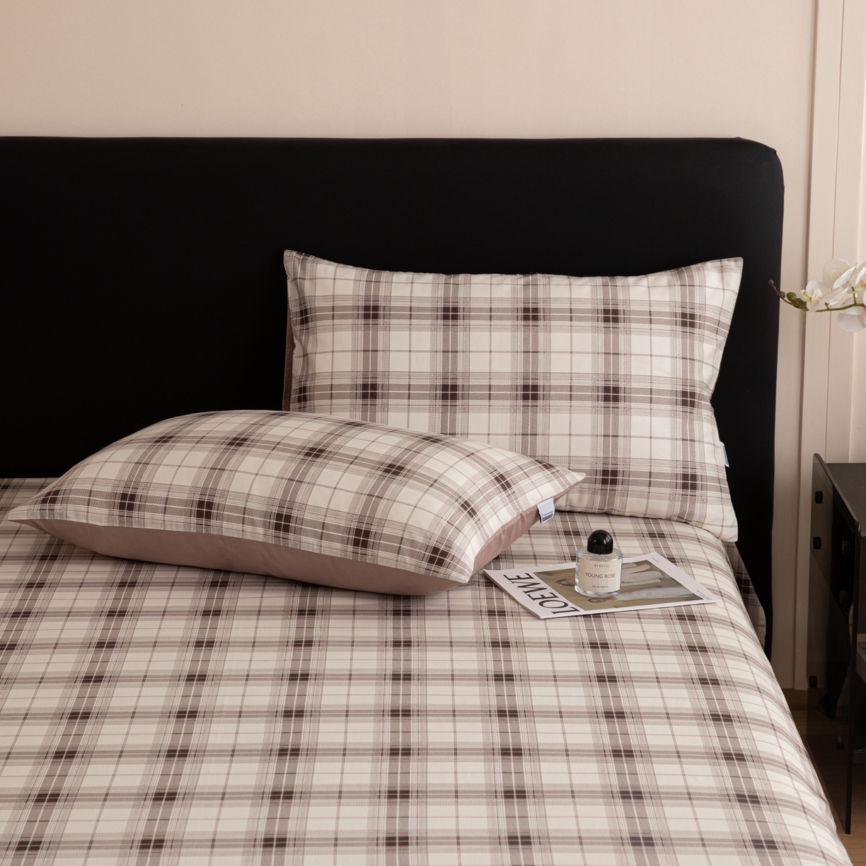 91家纺网 家纺一手货源 找家纺 女子家纺 2026新款40支13070全棉纯棉简约格子A版单床单床单单件 英伦-棕咖