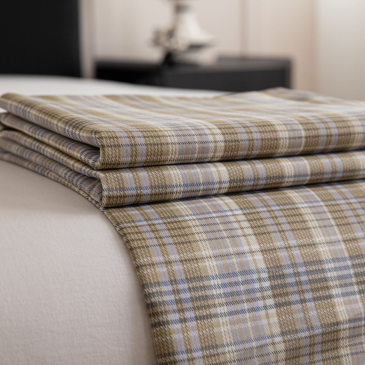 91家纺网 家纺一手货源 找家纺 女子家纺 2026新款40支13070全棉纯棉简约格子A版单床单床单单件 抹茶格