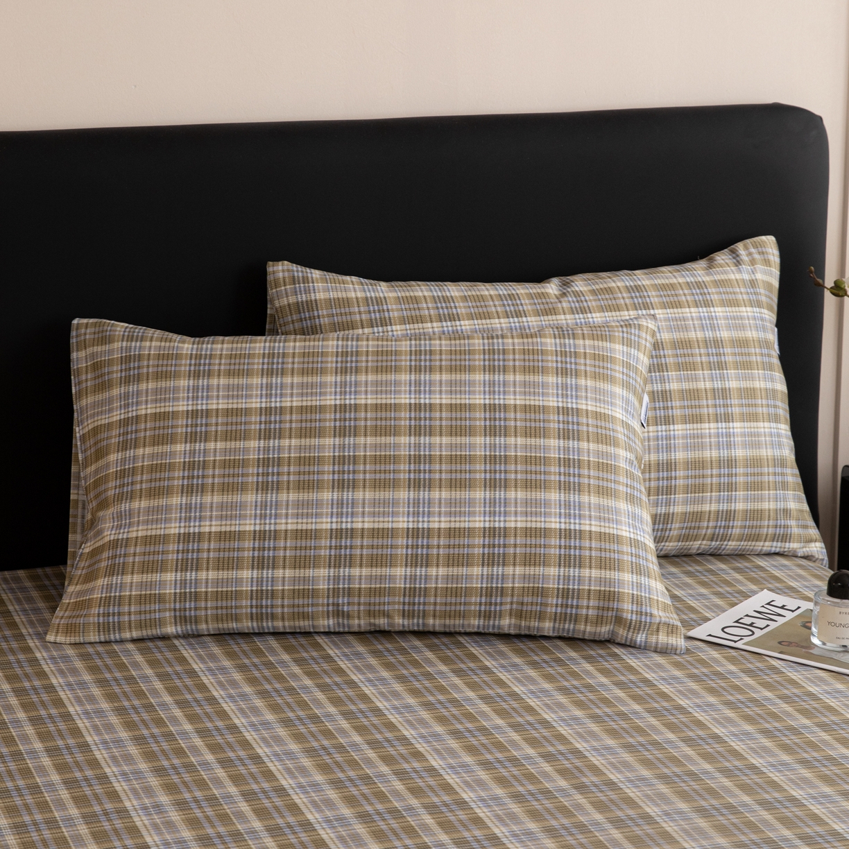 91家纺网 家纺一手货源 找家纺 女子家纺 2026新款40支13070全棉纯棉简约格子A版单床单床单单件 抹茶格