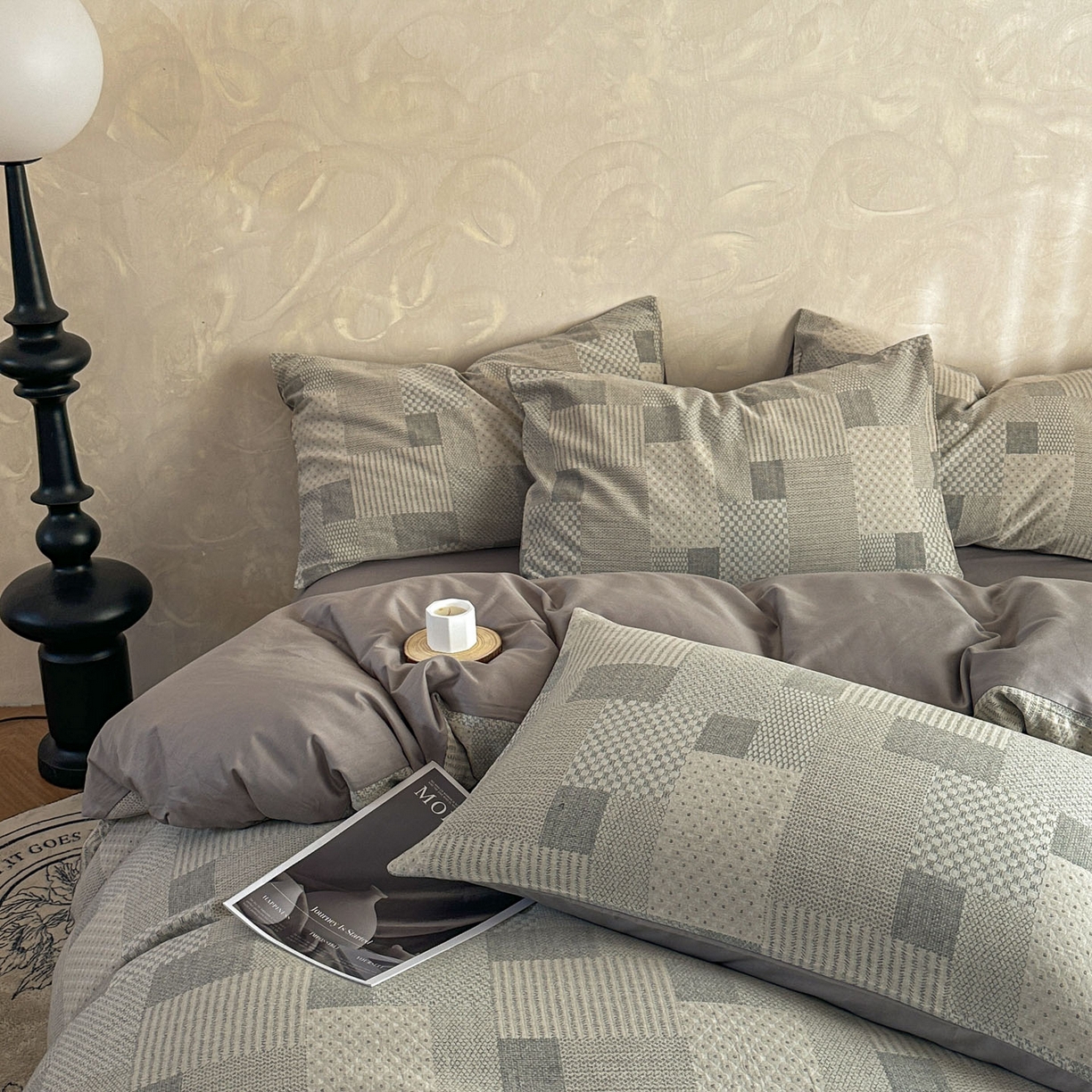 91家纺网 家纺一手货源 找家纺 （总）田野 2026新款全棉水洗提花三层纱四件套