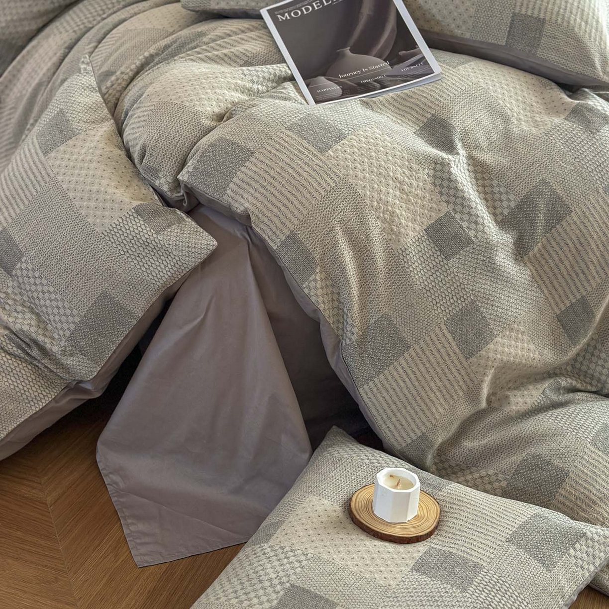 91家纺网 家纺一手货源 找家纺 （总）田野 2026新款全棉水洗提花三层纱四件套