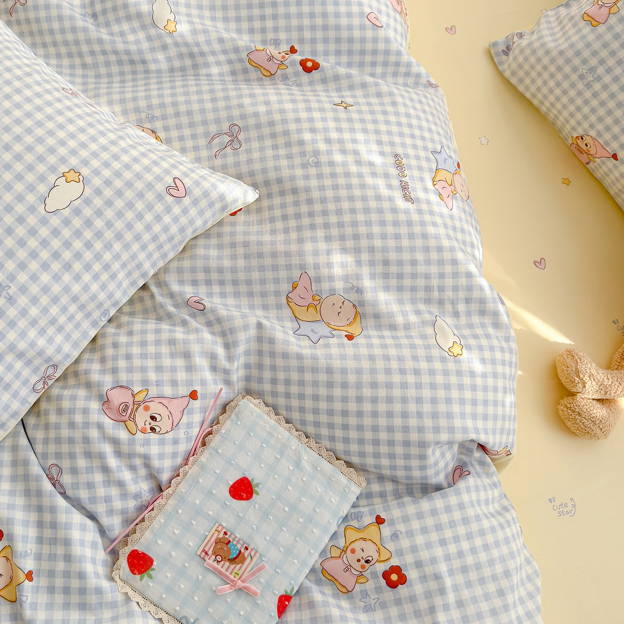 91家纺网 家纺一手货源 找家纺 铺尚美家纺 2026新款12868新疆全棉纯棉单品被套系列（提供质检报告） 星星人