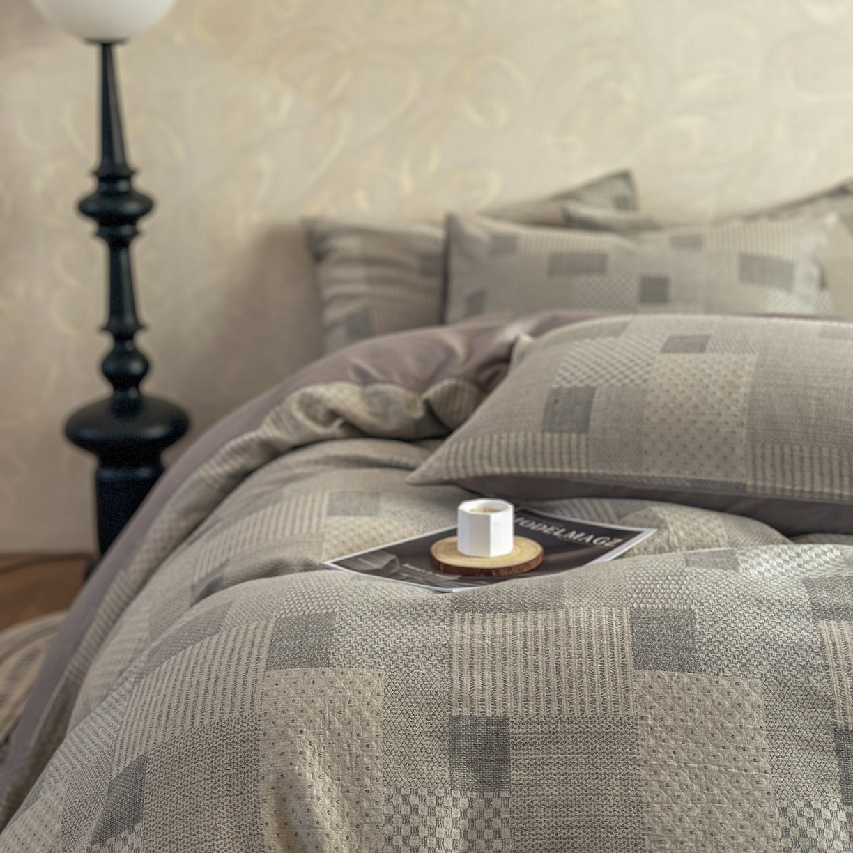 91家纺网 家纺一手货源 找家纺 （总）田野 2026新款全棉水洗提花三层纱四件套