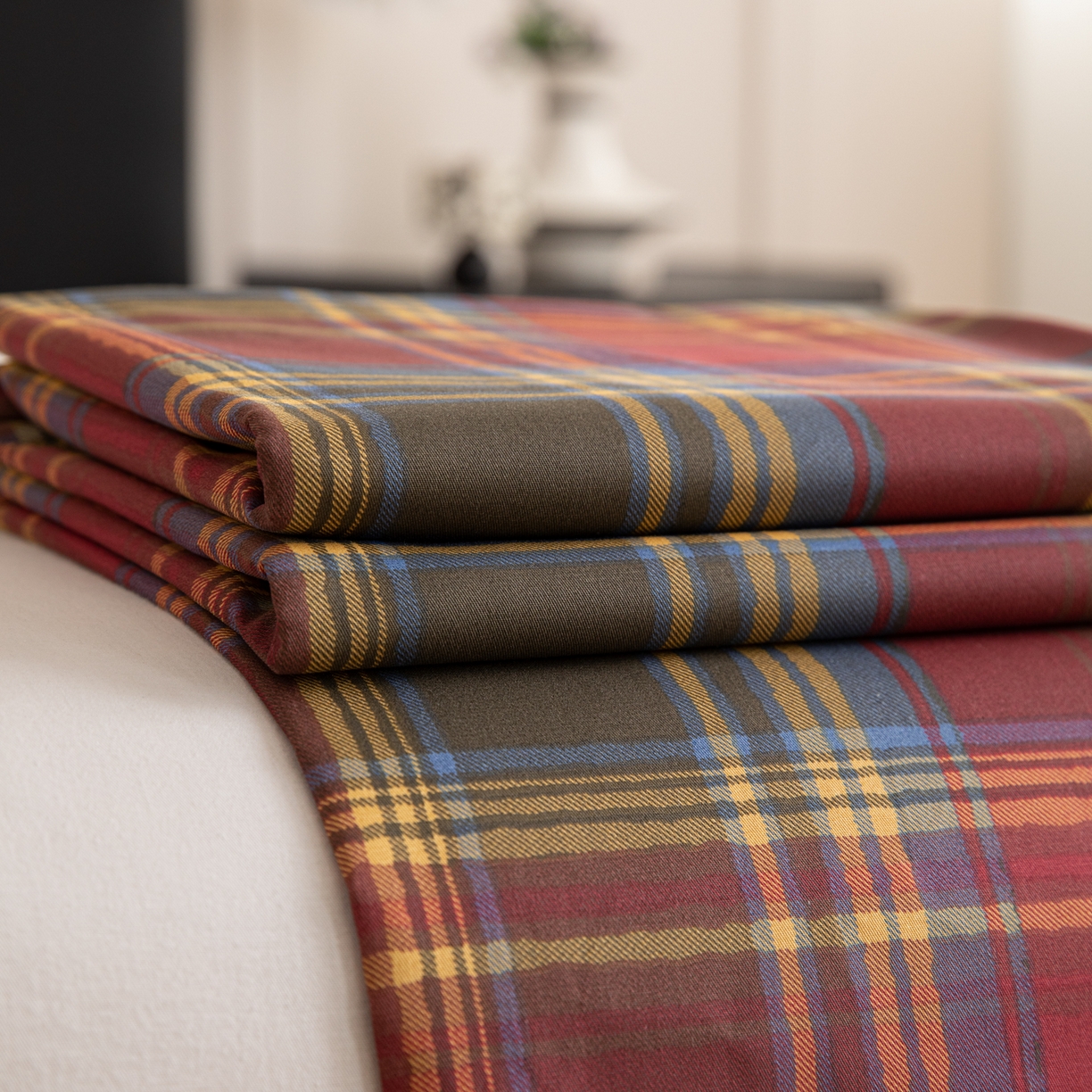 91家纺网 家纺一手货源 找家纺 女子家纺 2026新款40支13070全棉纯棉简约格子A版单床单床单单件 英伦-炽焰红