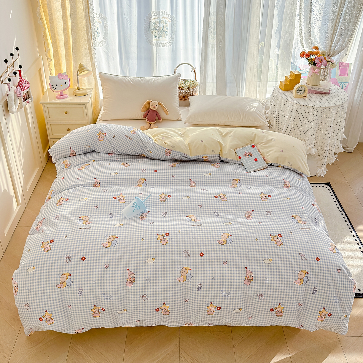 91家纺网 家纺一手货源 找家纺 铺尚美家纺 2026新款12868新疆全棉纯棉单品被套系列（提供质检报告） 星星人