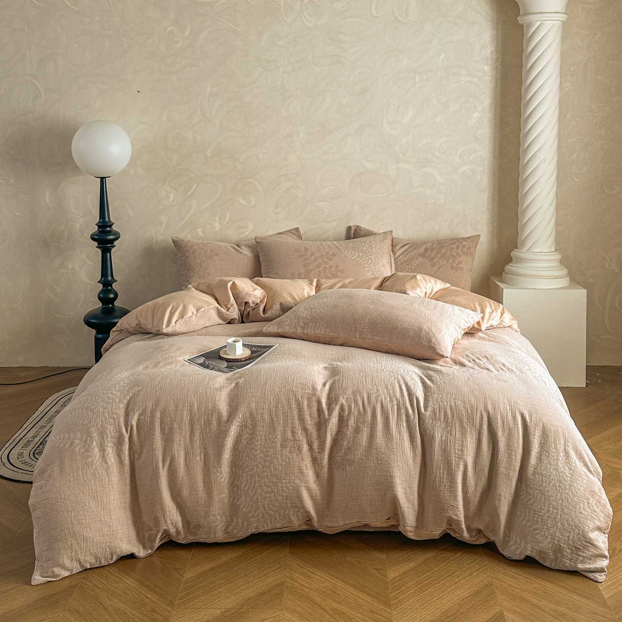 91家纺网 家纺一手货源 找家纺 （总）田野 2026新款全棉水洗提花三层纱四件套