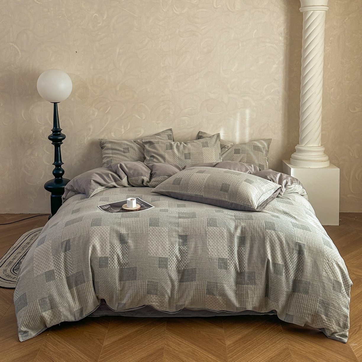 91家纺网 家纺一手货源 找家纺 田野 2026新款全棉棉麻四件套-碎花系列 叶语悠然 紫