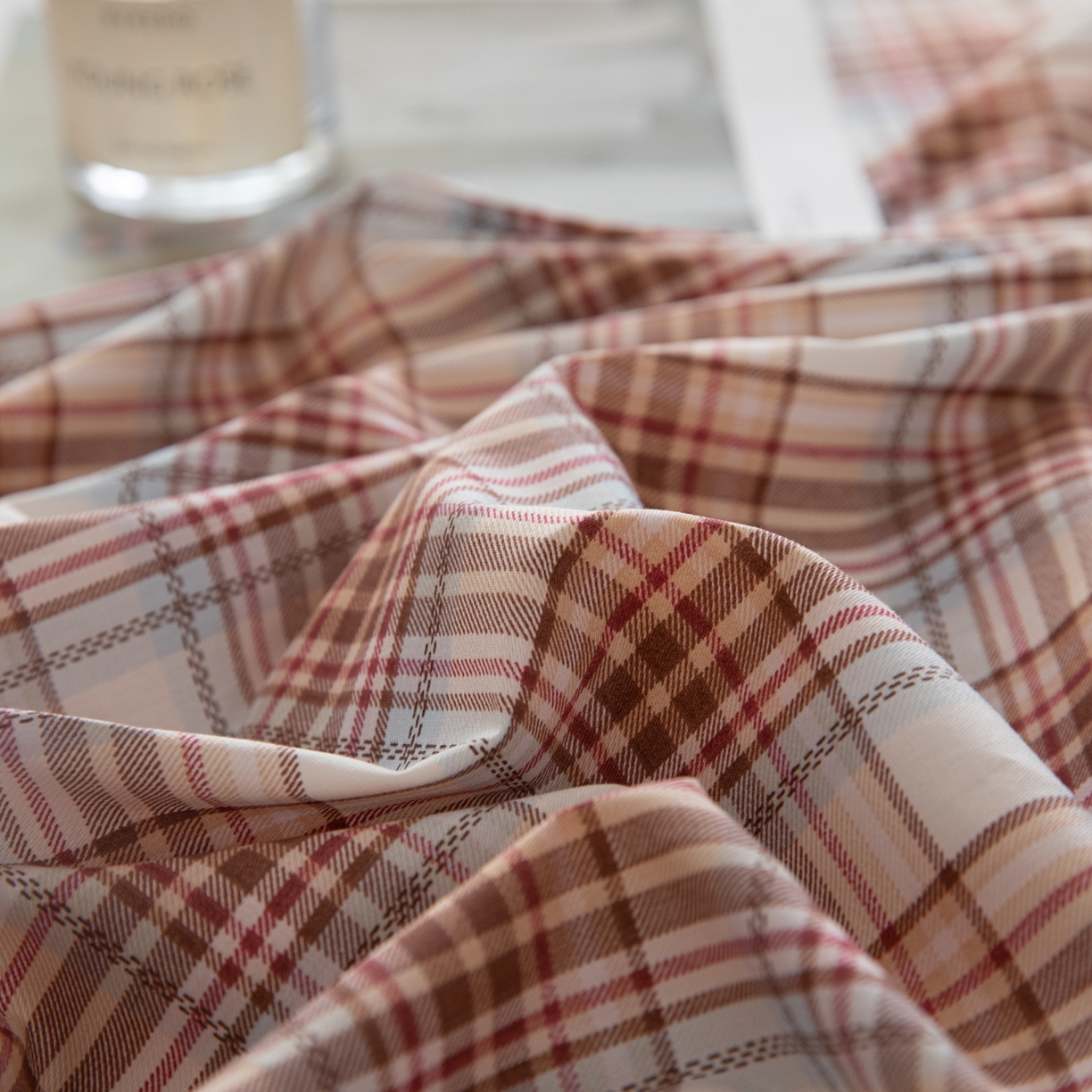 91家纺网 家纺一手货源 找家纺 女子家纺 2026新款40支13070全棉纯棉简约格子A版单床单床单单件 英伦-焦糖