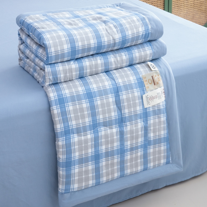 梦莎被业 2026新款水洗棉夏被夏凉被空调被 格调蓝