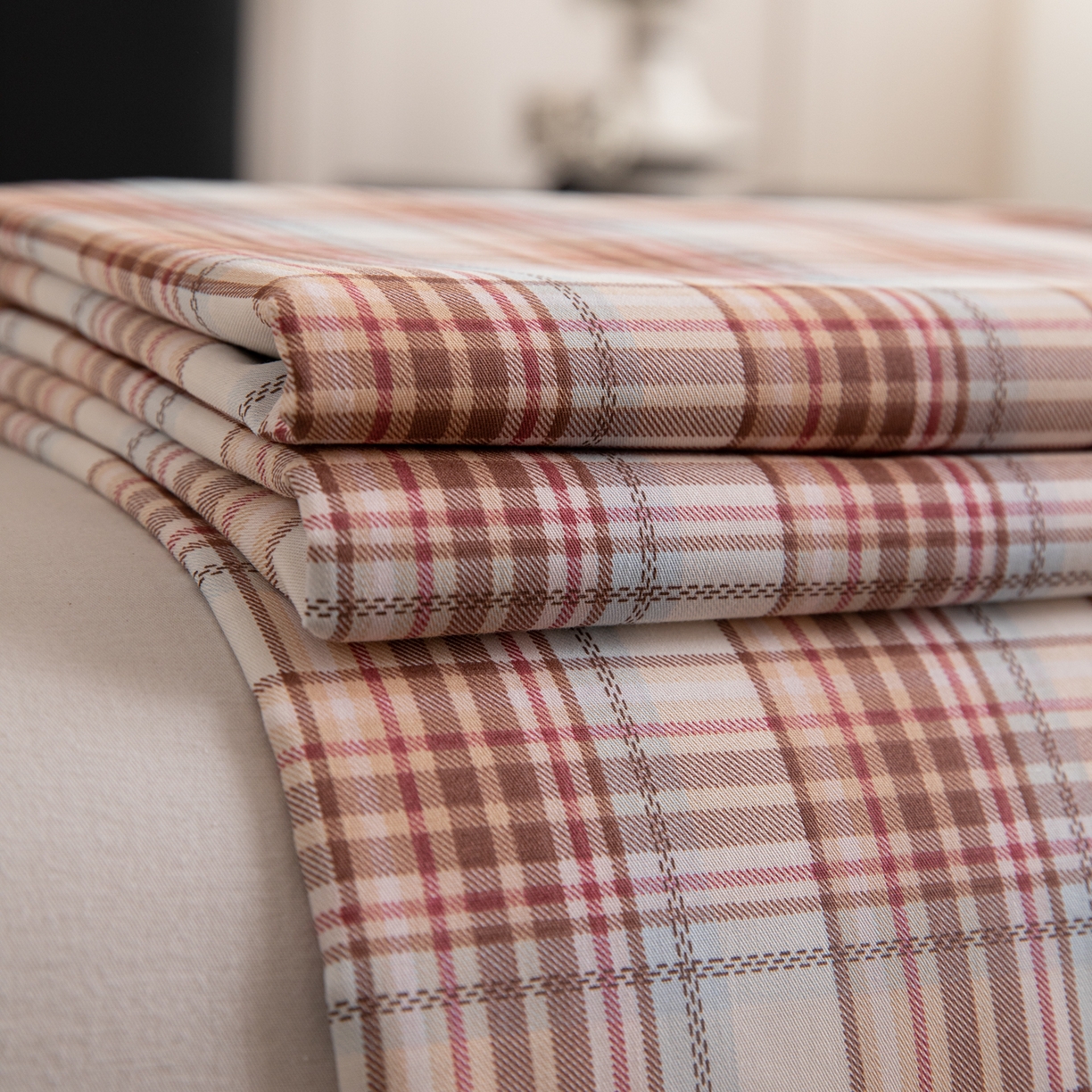 91家纺网 家纺一手货源 找家纺 女子家纺 2026新款40支13070全棉纯棉简约格子A版单床单床单单件 英伦-焦糖