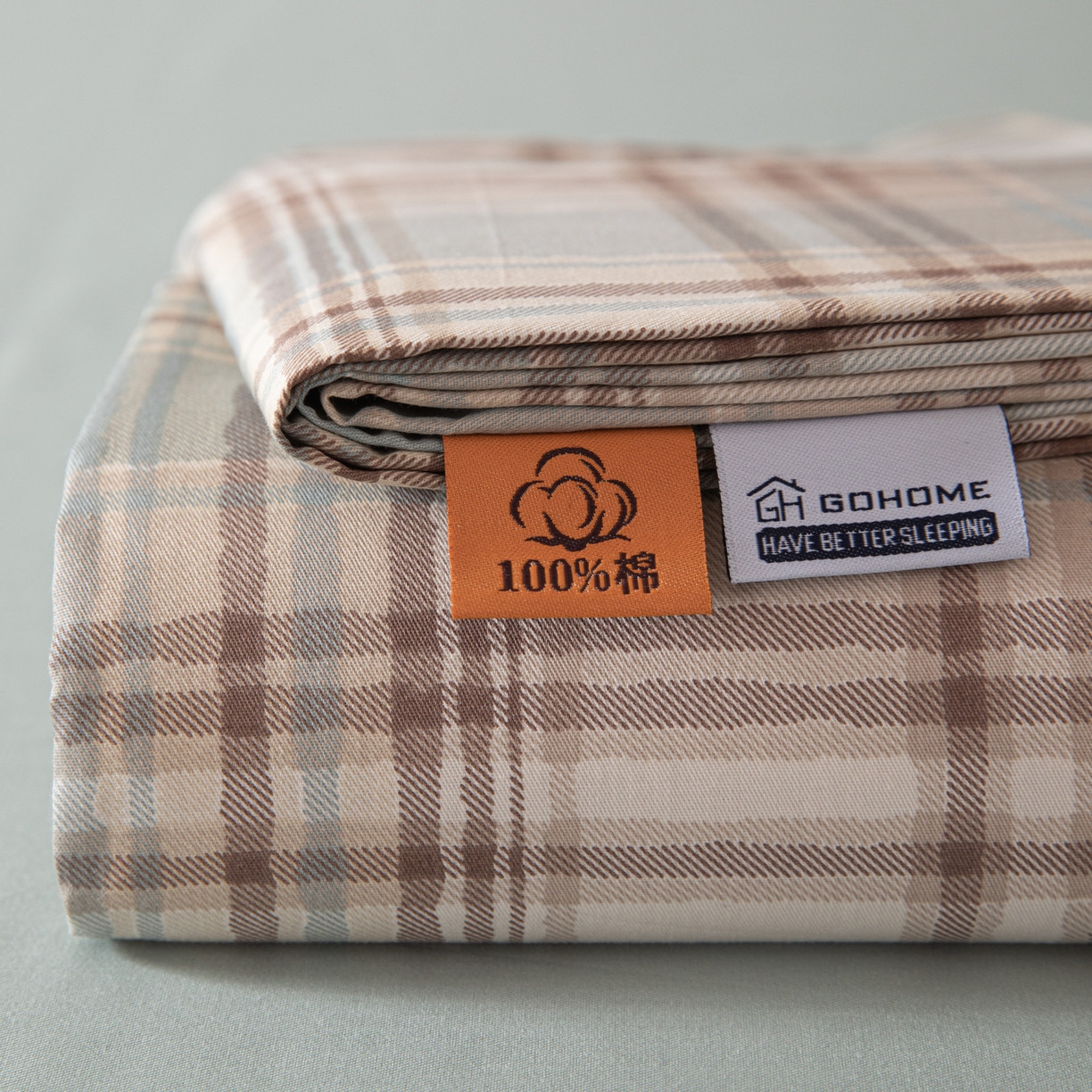 91家纺网 家纺一手货源 找家纺 女子家纺 2026新款40支13070全棉纯棉简约格子A版单床单床单单件 英伦-蓝咖