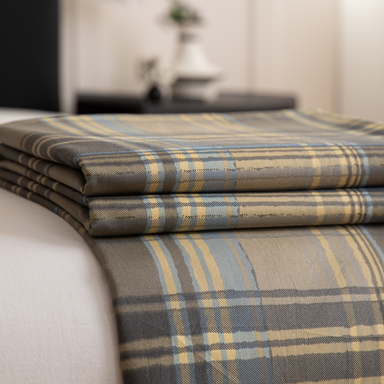 91家纺网 家纺一手货源 找家纺 女子家纺 2026新款40支13070全棉纯棉简约格子A版单床单床单单件 英伦-青澜