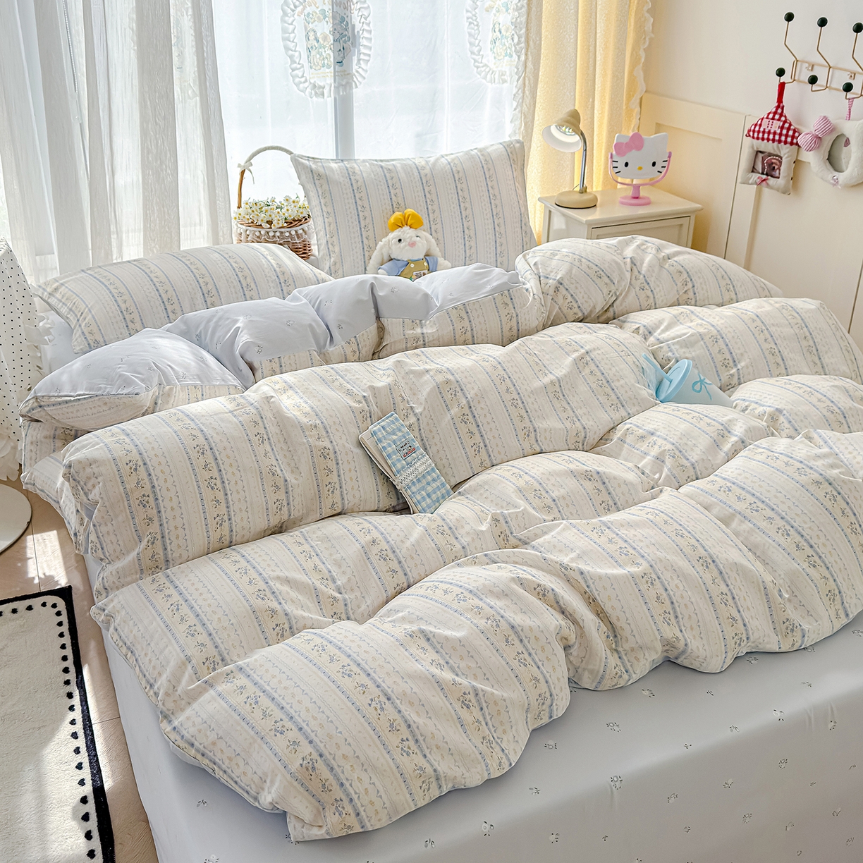 91家纺网 家纺一手货源 找家纺 铺尚美家纺 2026新款12868新疆全棉纯棉单品被套系列（提供质检报告） 浅纹蓝