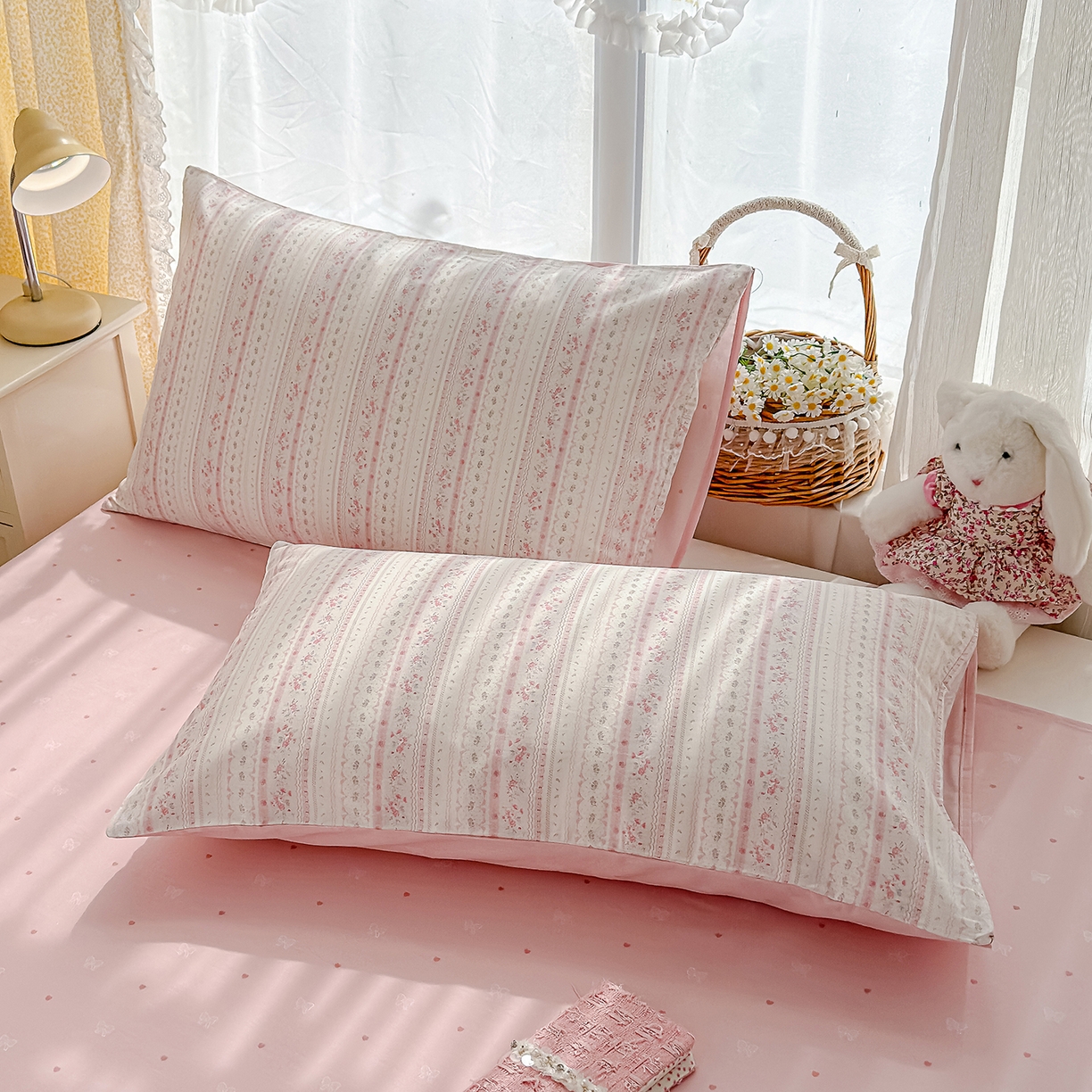 91家纺网 家纺一手货源 找家纺 铺尚美家纺 2026新款12868新疆全棉纯棉单品被套系列（提供质检报告） 浅纹蓝-粉