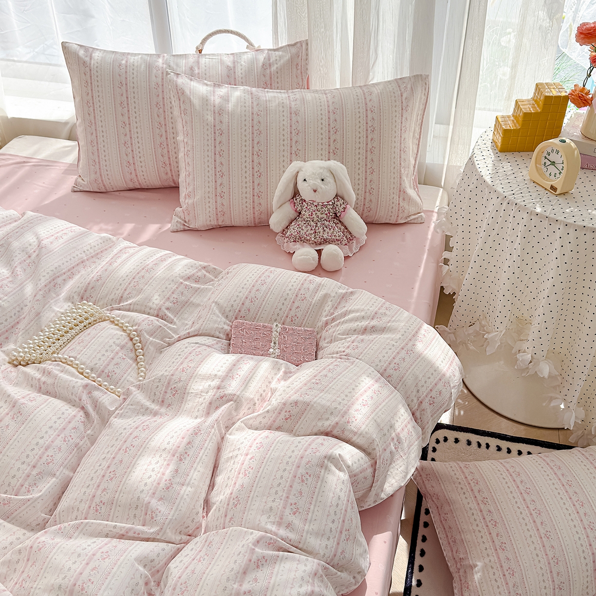 91家纺网 家纺一手货源 找家纺 铺尚美家纺 2026新款12868新疆全棉纯棉单品被套系列（提供质检报告） 浅纹蓝-粉