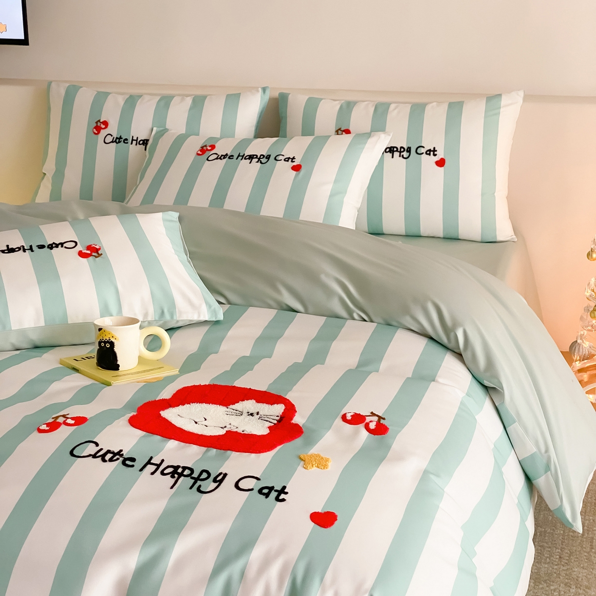 91家纺网 家纺一手货源 找家纺 如一 2026新款50S数码全棉长绒棉纯棉毛巾绣四件套 沙发猫