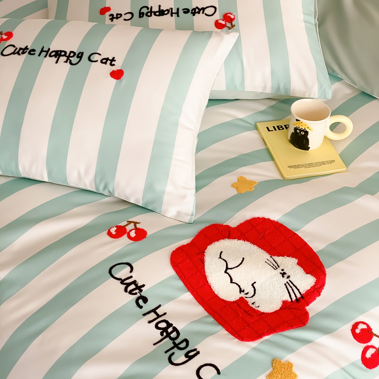 91家纺网 家纺一手货源 找家纺 如一 2026新款50S数码全棉长绒棉纯棉毛巾绣四件套 沙发猫