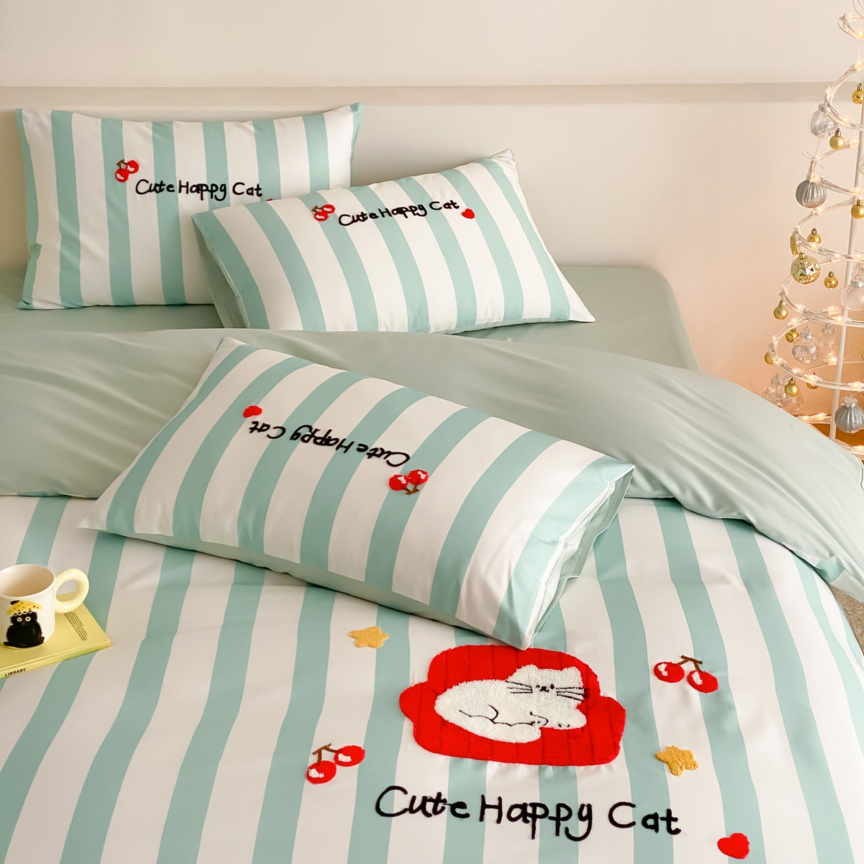 91家纺网 家纺一手货源 找家纺 如一 2026新款50S数码全棉长绒棉纯棉毛巾绣四件套 沙发猫