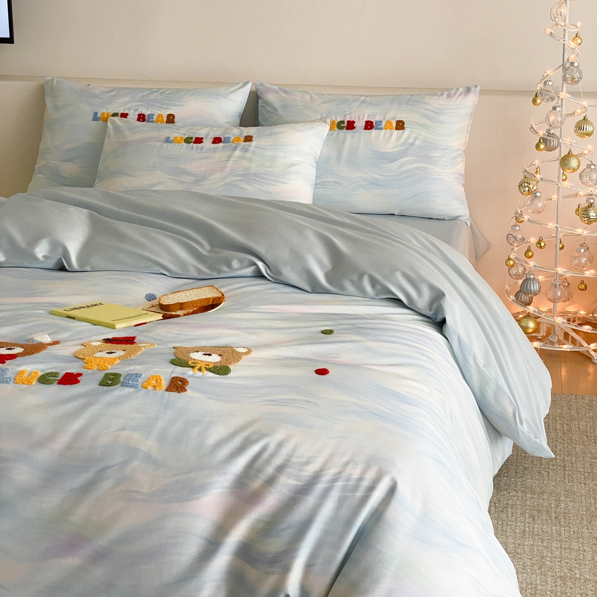 如一 2026新款50S数码全棉长绒棉纯棉毛巾绣四件套 幸运熊