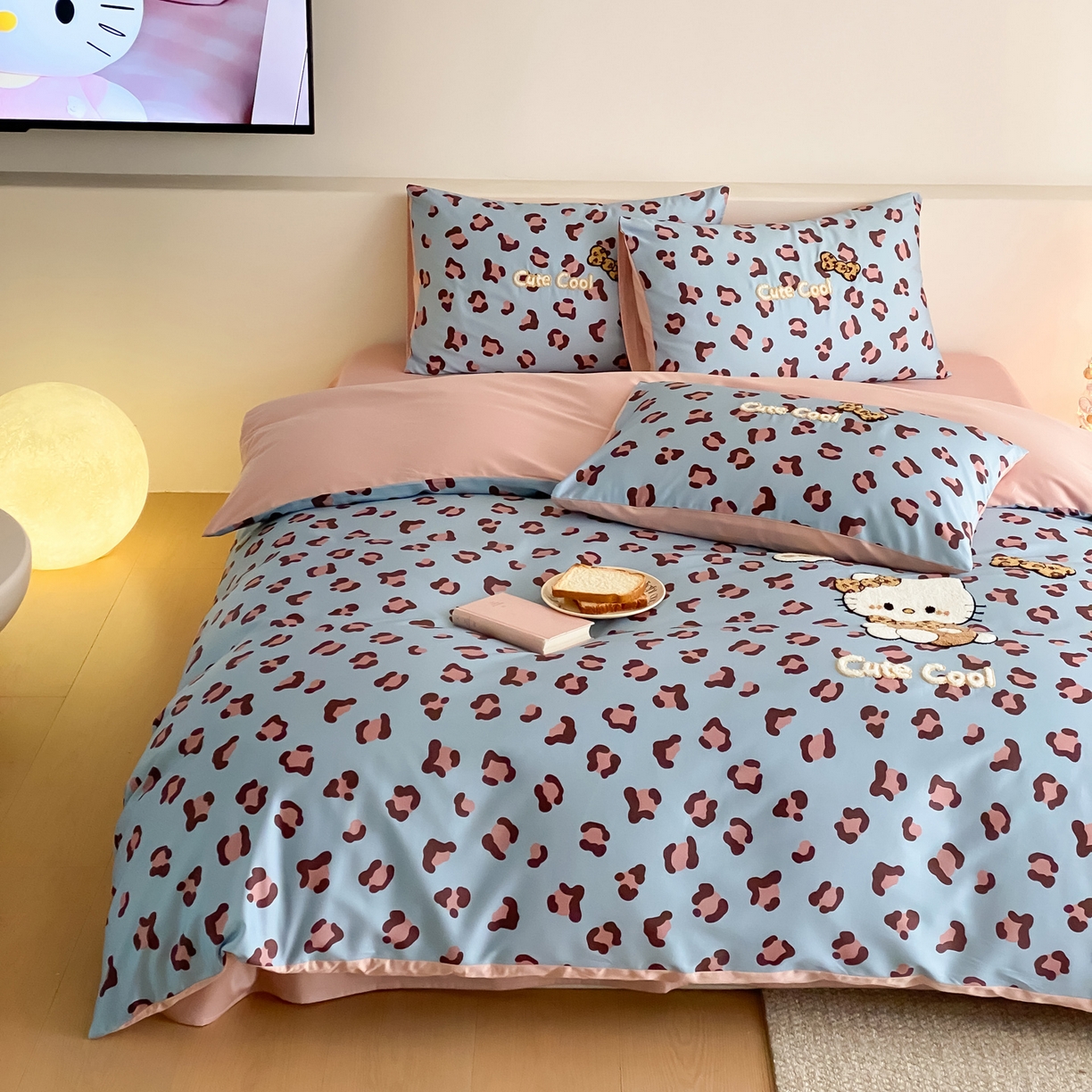 91家纺网 家纺一手货源 找家纺 如一 2026新款50S数码全棉长绒棉纯棉毛巾绣四件套 豹纹猫