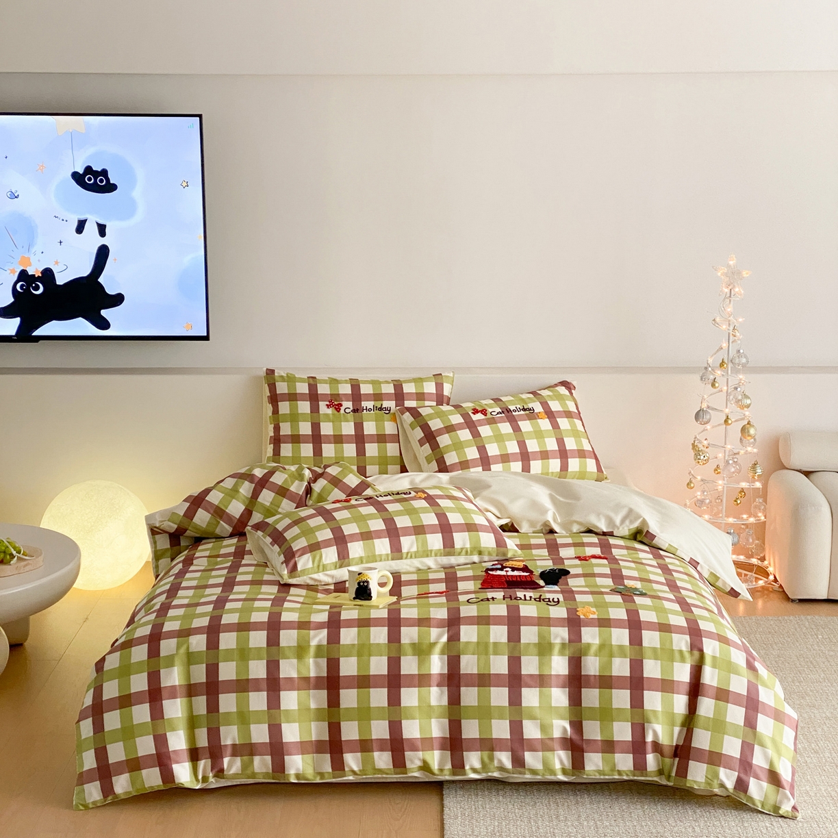 91家纺网 家纺一手货源 找家纺 如一 2026新款50S数码全棉长绒棉纯棉毛巾绣四件套 假日猫