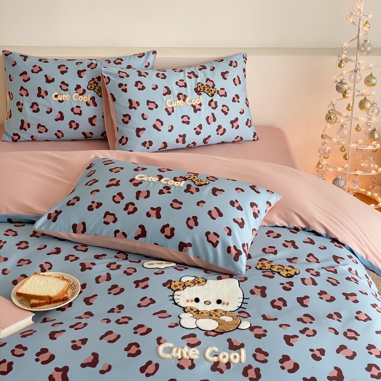 91家纺网 家纺一手货源 找家纺 如一 2026新款50S数码全棉长绒棉纯棉毛巾绣四件套 豹纹猫