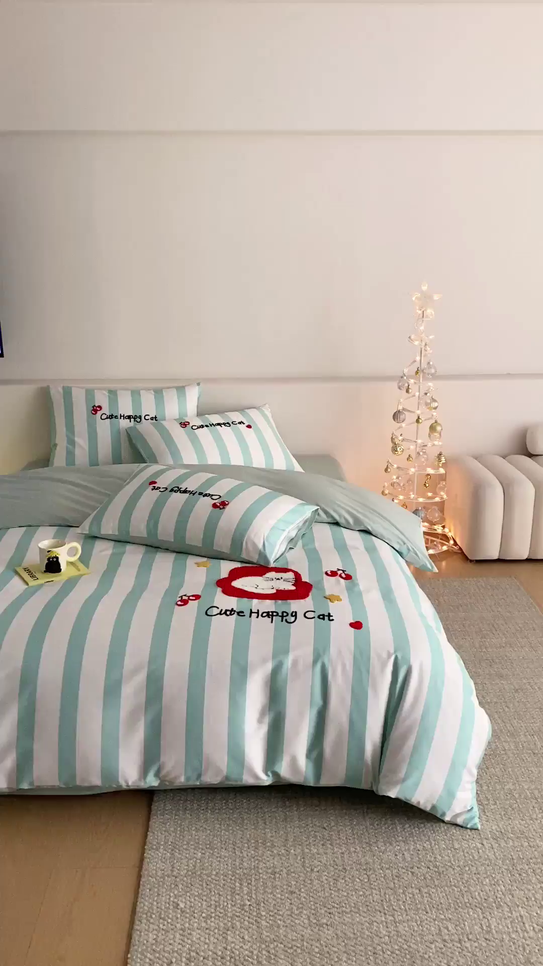 91家纺网 家纺一手货源 找家纺 如一 2026新款50S数码全棉长绒棉纯棉毛巾绣四件套 沙发猫