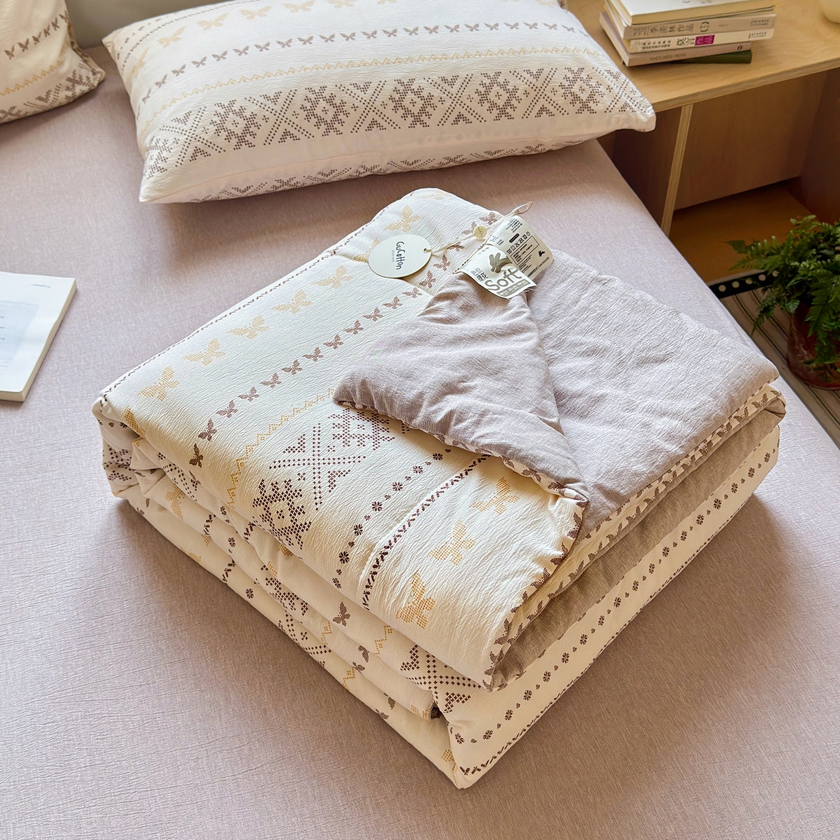 91家纺网 家纺一手货源 找家纺 （总）老帅的工厂店 2026新款A类大豆色织提花夏被