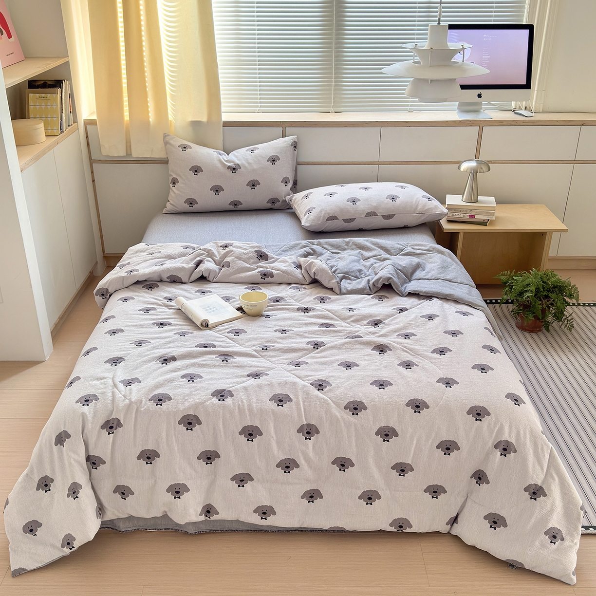 91家纺网 家纺一手货源 找家纺 老帅的工厂店 2026新款A类大豆色织提花夏被 领结狗