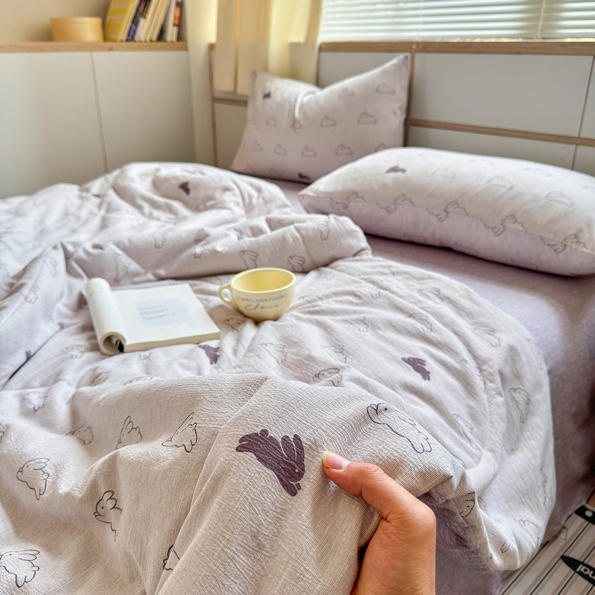 91家纺网 家纺一手货源 找家纺 老帅的工厂店 2026新款A类大豆色织提花夏被 软萌云兔