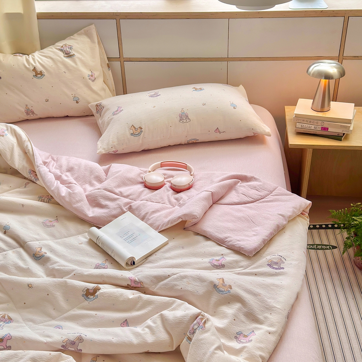 91家纺网 家纺一手货源 找家纺 老帅的工厂店 2026新款A类大豆色织提花夏被 软白木马