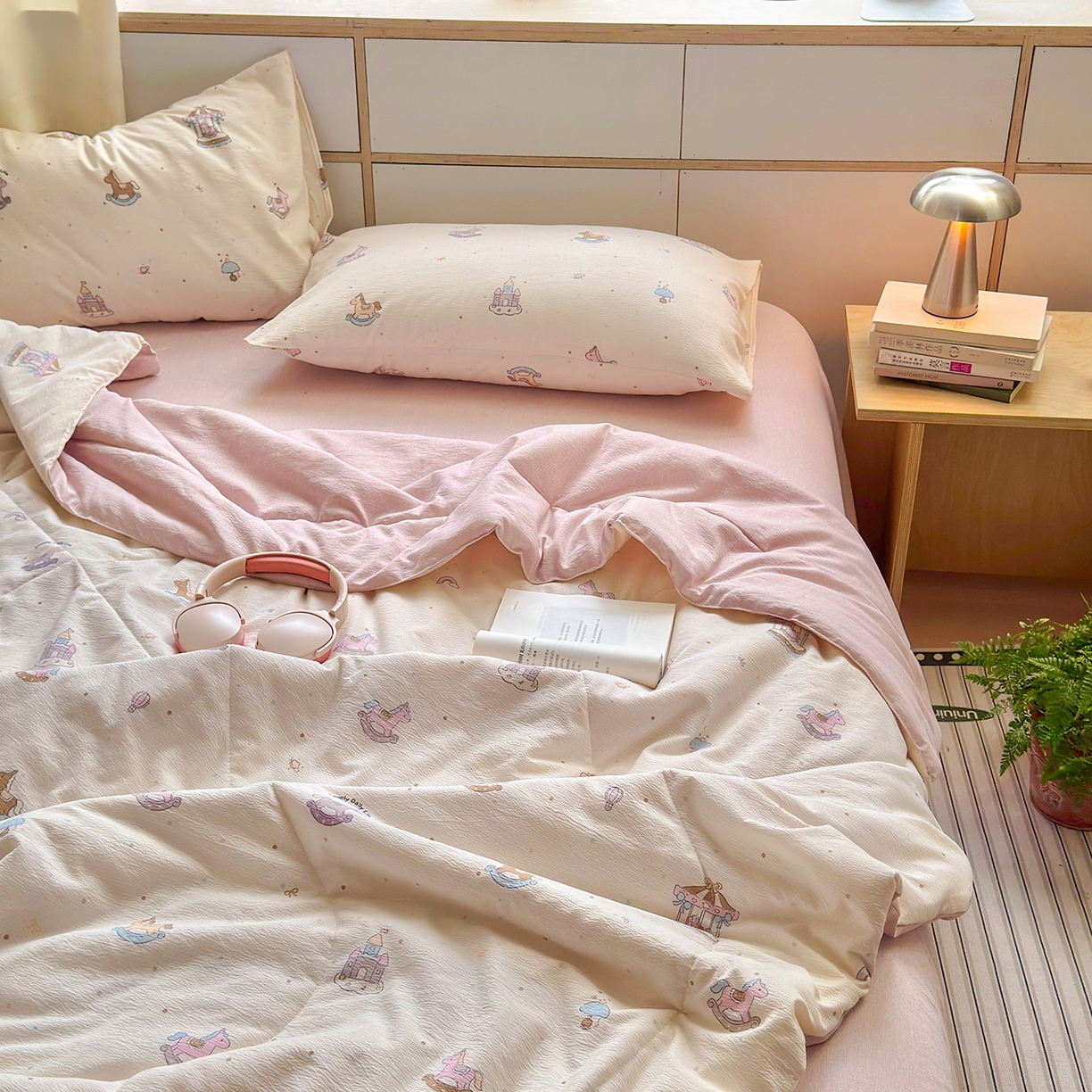 91家纺网 家纺一手货源 找家纺 老帅的工厂店 2026新款A类大豆色织提花夏被 软白木马