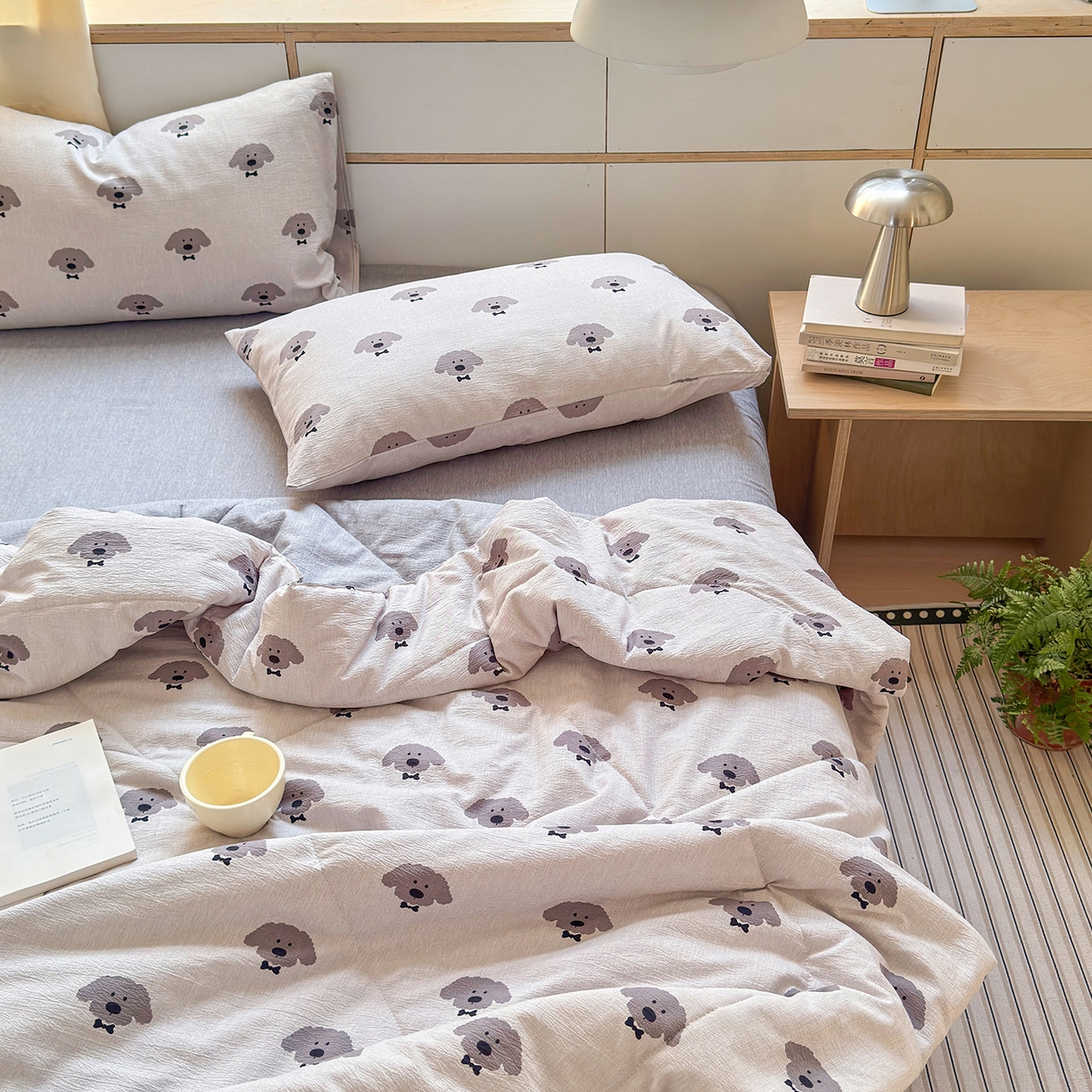 91家纺网 家纺一手货源 找家纺 老帅的工厂店 2026新款A类大豆色织提花夏被 领结狗