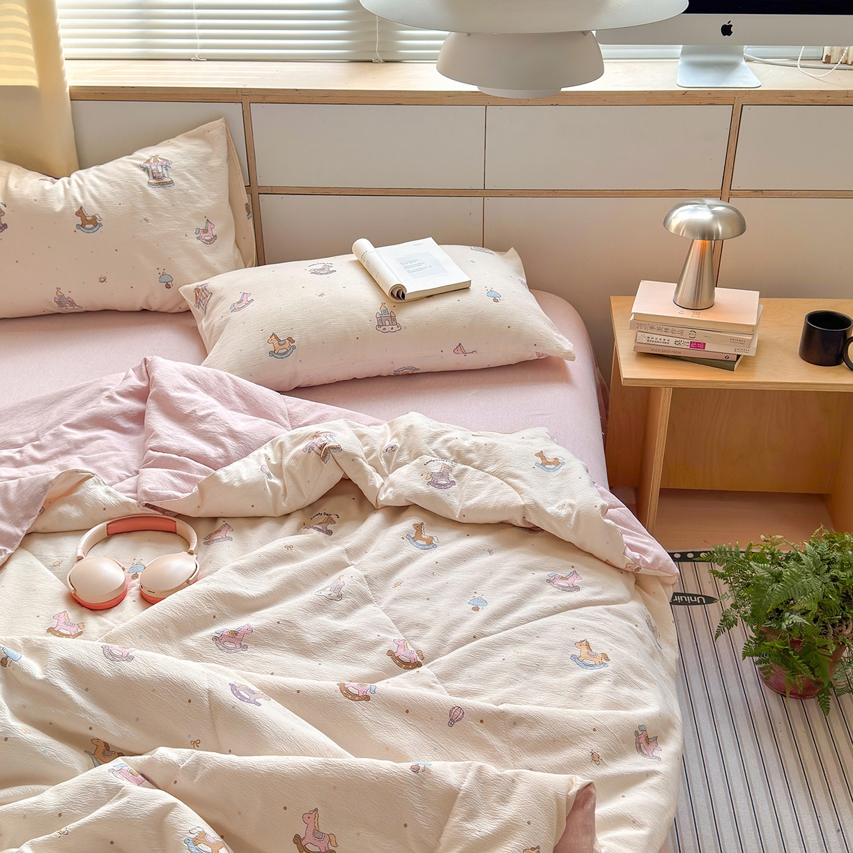 91家纺网 家纺一手货源 找家纺 老帅的工厂店 2026新款A类大豆色织提花夏被 软白木马