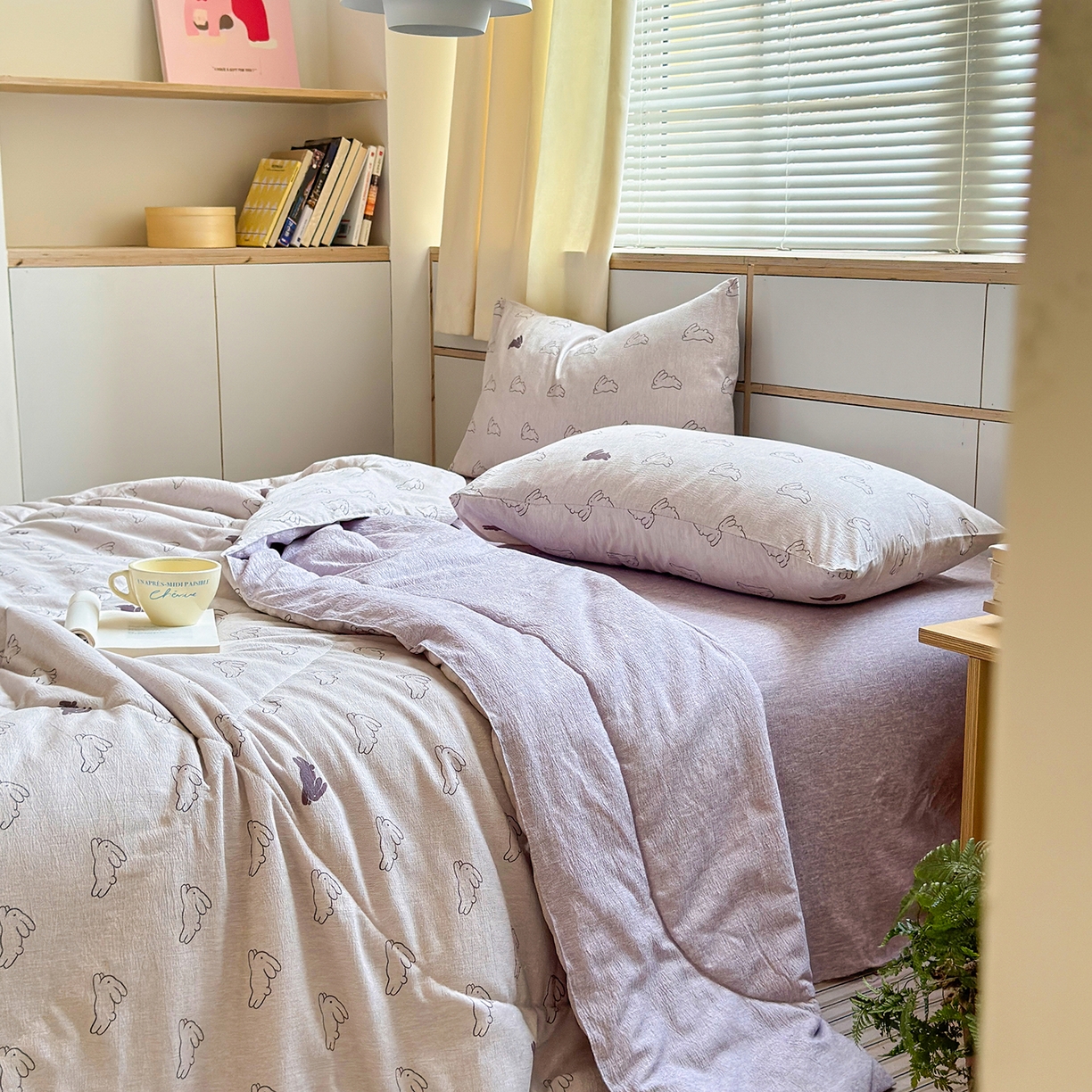 91家纺网 家纺一手货源 找家纺 老帅的工厂店 2026新款A类大豆色织提花夏被 软萌云兔