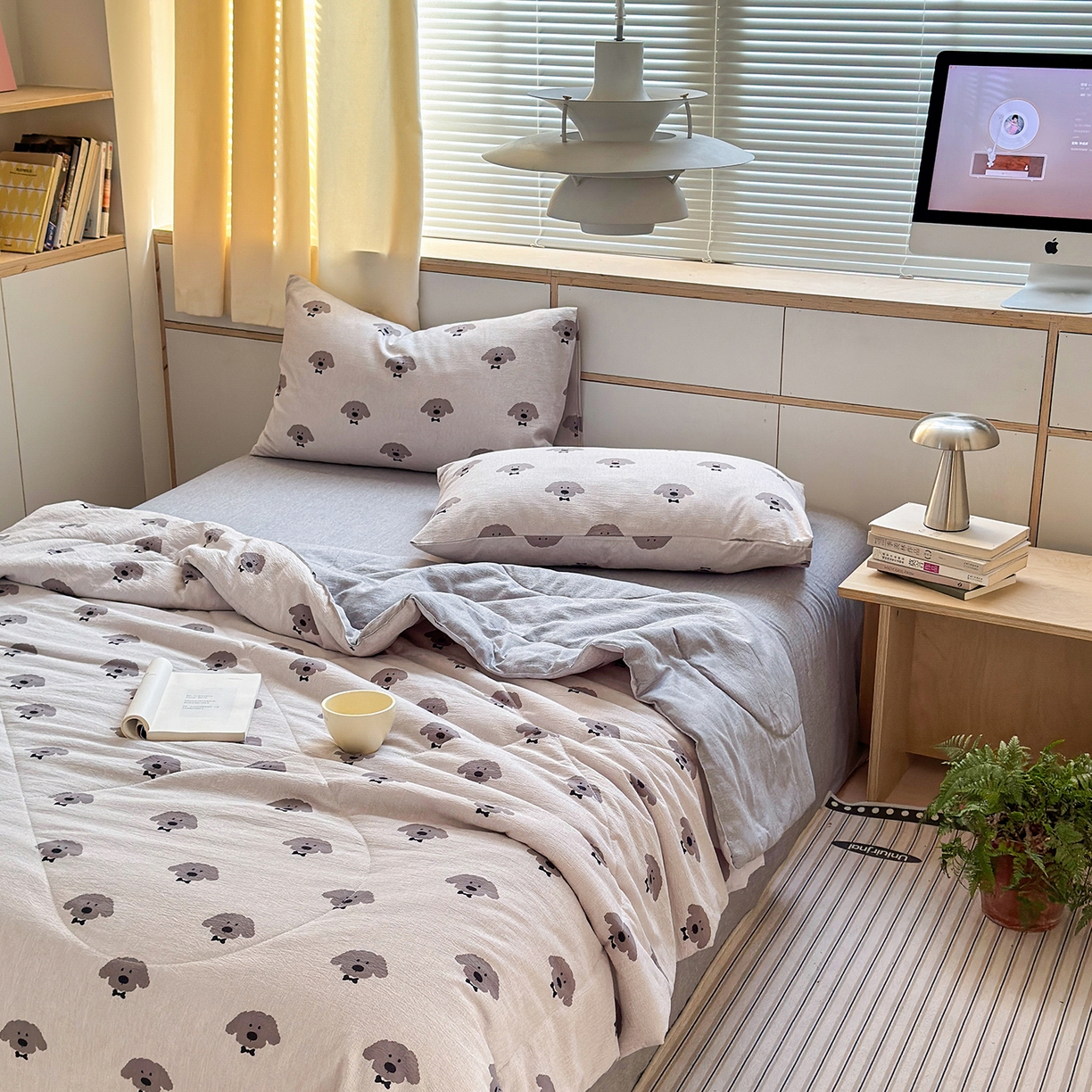 91家纺网 家纺一手货源 找家纺 老帅的工厂店 2026新款A类大豆色织提花夏被 领结狗