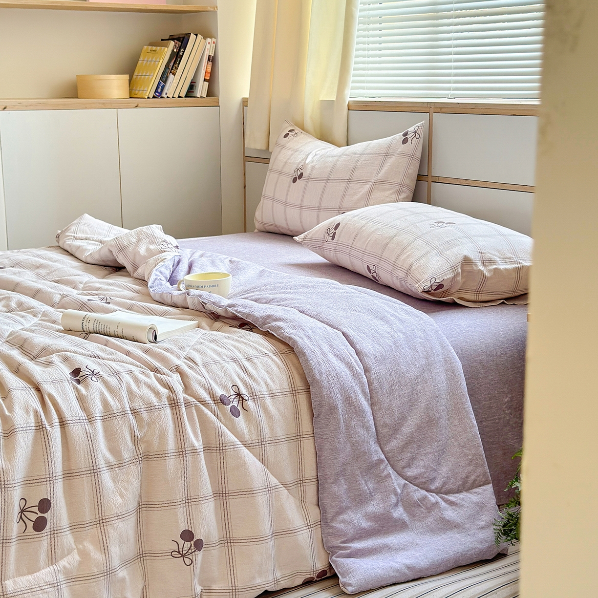 91家纺网 家纺一手货源 找家纺 老帅的工厂店 2026新款A类大豆色织提花夏被 雾格樱