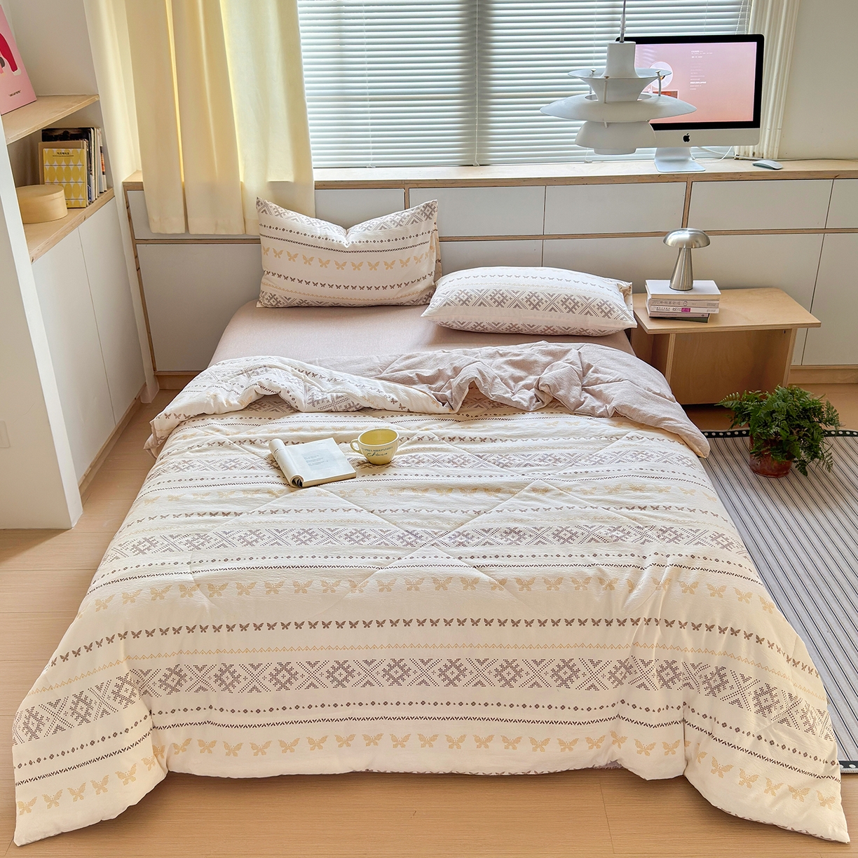 91家纺网 家纺一手货源 找家纺 老帅的工厂店 2026新款A类大豆色织提花夏被 简碟