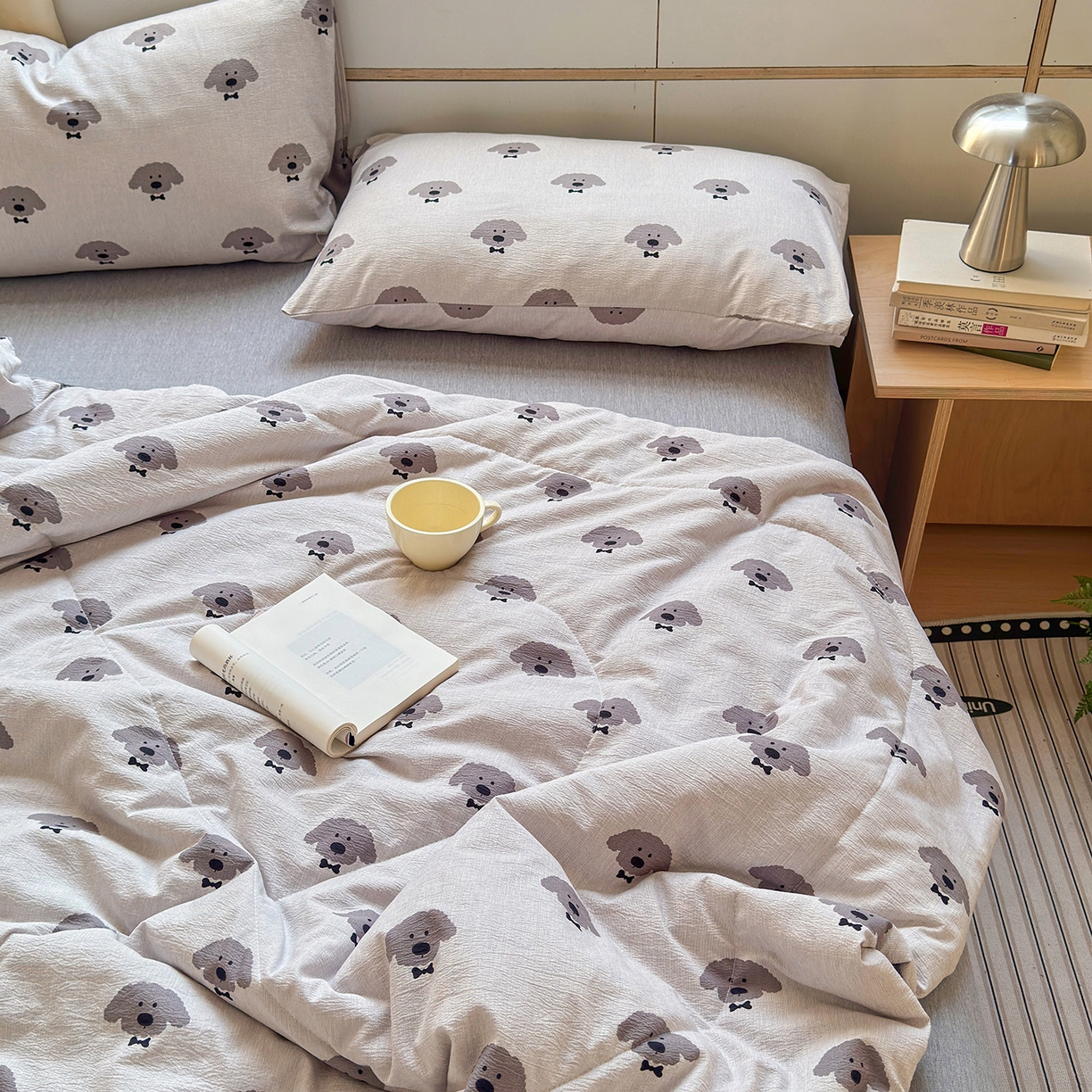 91家纺网 家纺一手货源 找家纺 老帅的工厂店 2026新款A类大豆色织提花夏被 领结狗