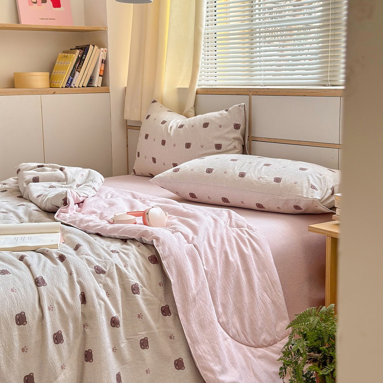 91家纺网 家纺一手货源 找家纺 老帅的工厂店 2026新款A类大豆色织提花夏被 熊印