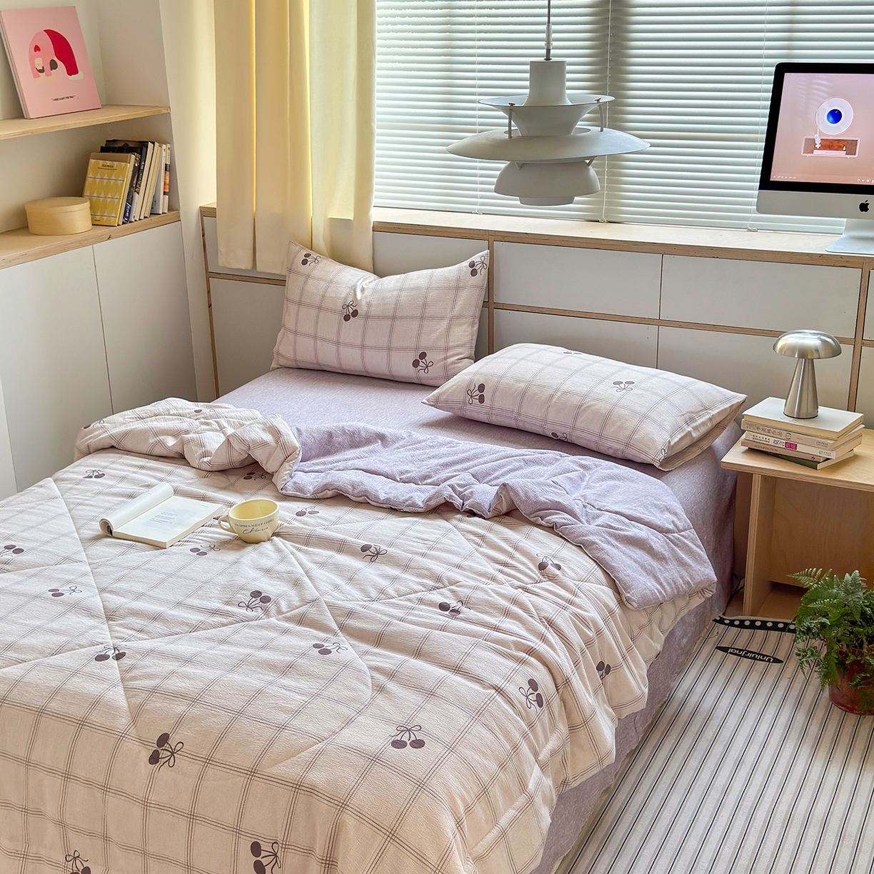 91家纺网 家纺一手货源 找家纺 老帅的工厂店 2026新款A类大豆色织提花夏被 雾格樱