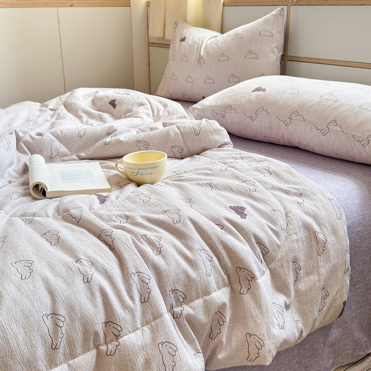 91家纺网 家纺一手货源 找家纺 老帅的工厂店 2026新款A类大豆色织提花夏被 软萌云兔