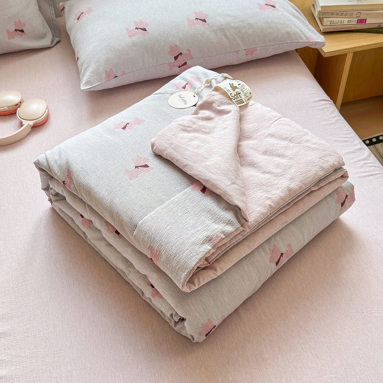 老帅的工厂店 2026新款A类大豆色织提花夏被 软狗贴贴