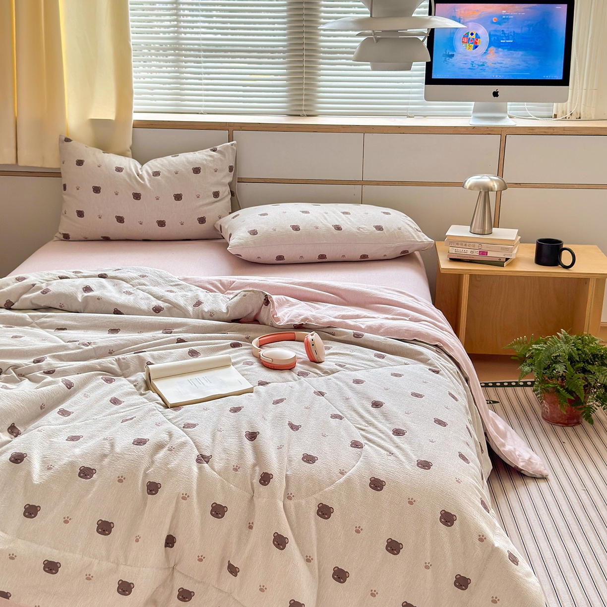 91家纺网 家纺一手货源 找家纺 老帅的工厂店 2026新款A类大豆色织提花夏被 熊印