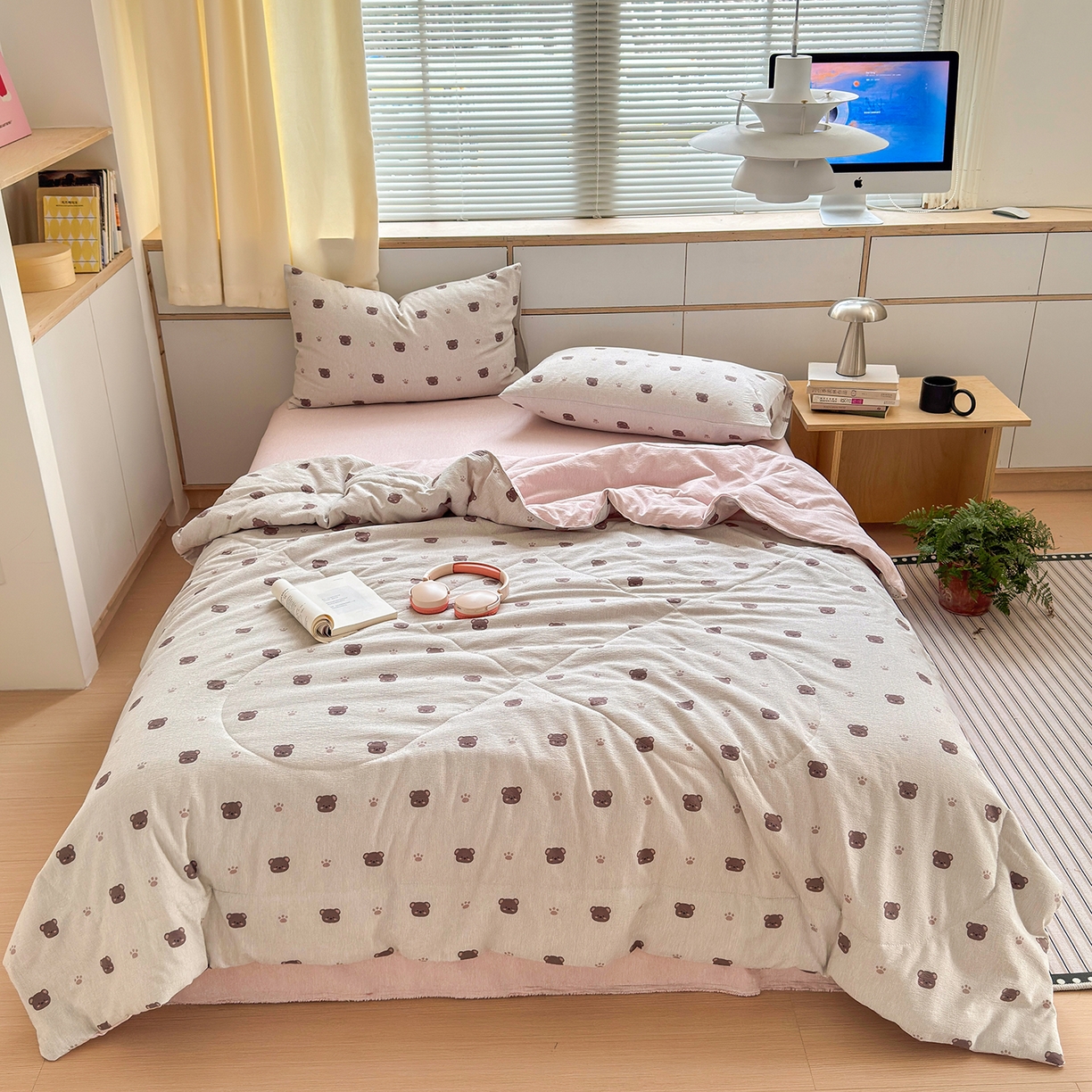 91家纺网 家纺一手货源 找家纺 老帅的工厂店 2026新款A类大豆色织提花夏被 熊印