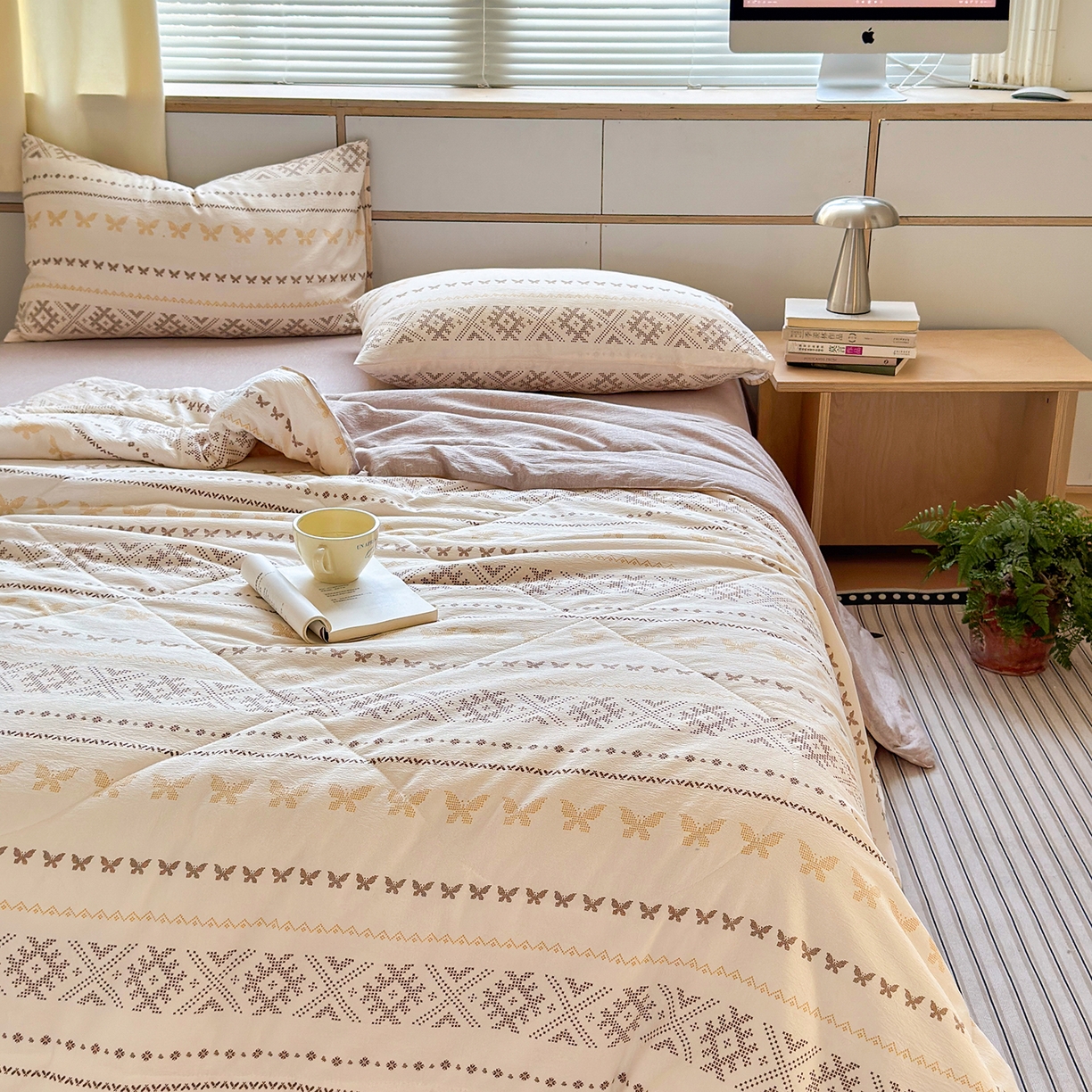 91家纺网 家纺一手货源 找家纺 老帅的工厂店 2026新款A类大豆色织提花夏被 简碟