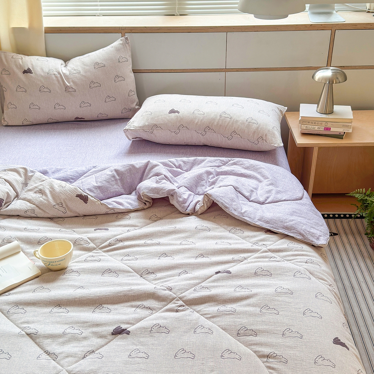 91家纺网 家纺一手货源 找家纺 老帅的工厂店 2026新款A类大豆色织提花夏被 软萌云兔