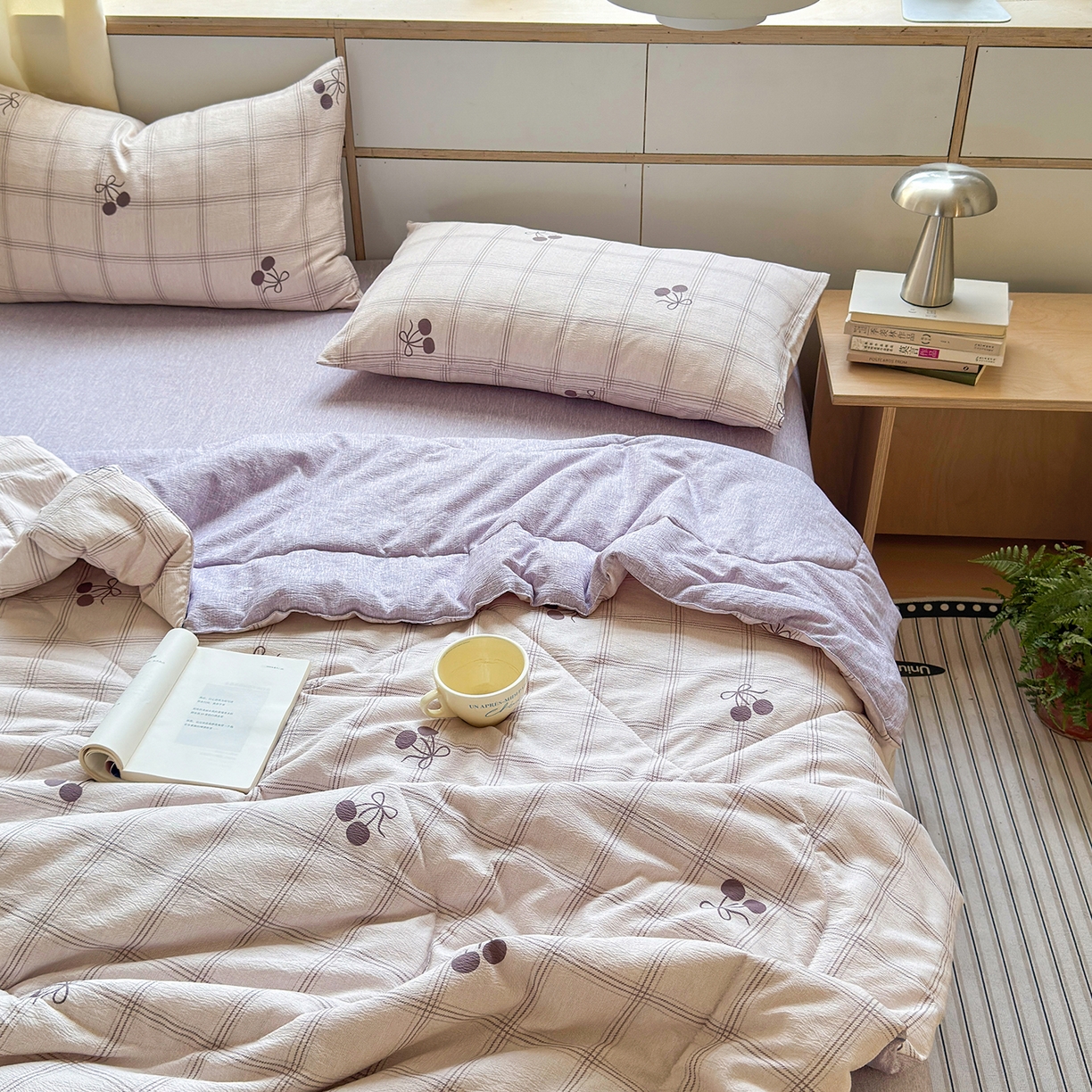 91家纺网 家纺一手货源 找家纺 老帅的工厂店 2026新款A类大豆色织提花夏被 雾格樱