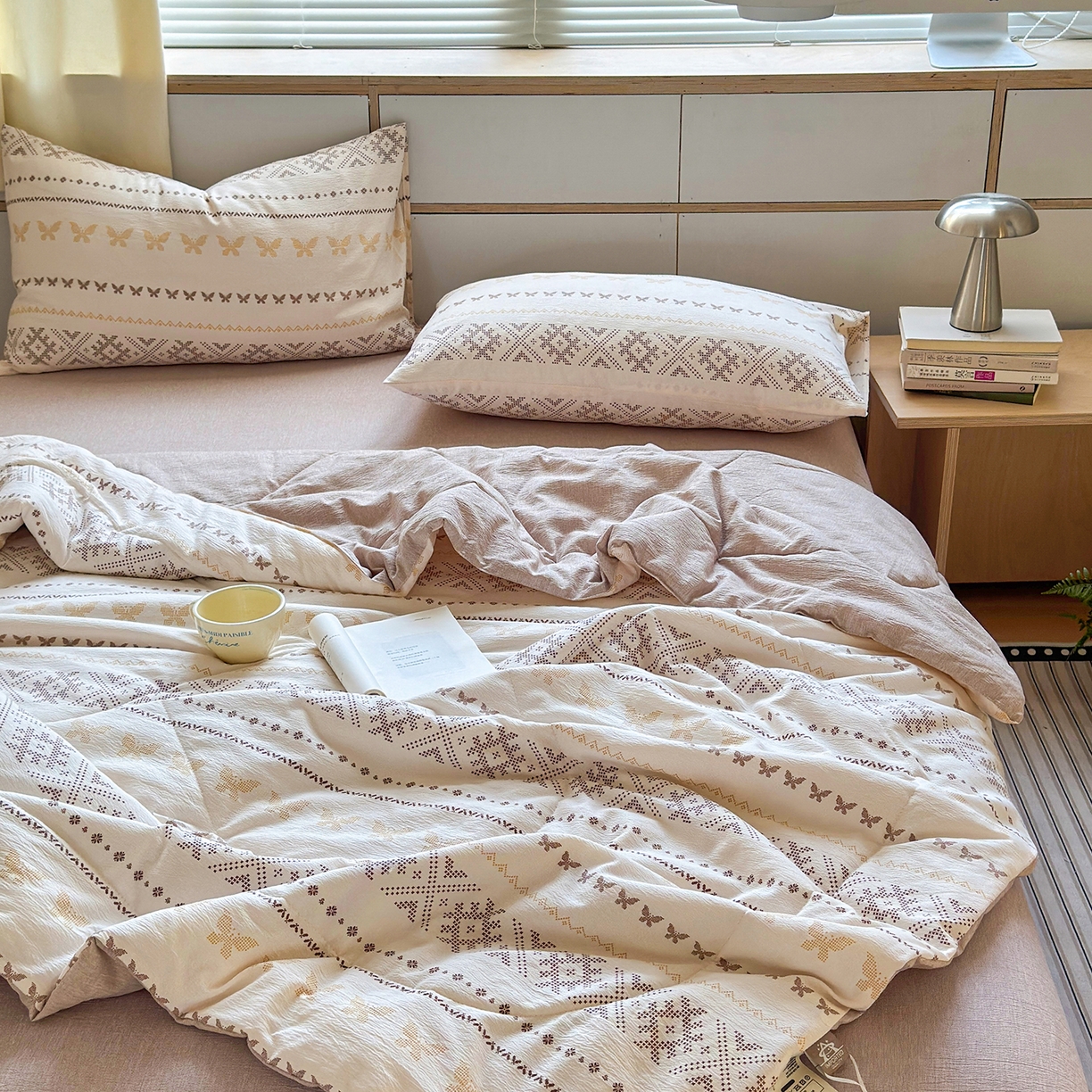 91家纺网 家纺一手货源 找家纺 老帅的工厂店 2026新款A类大豆色织提花夏被 简碟