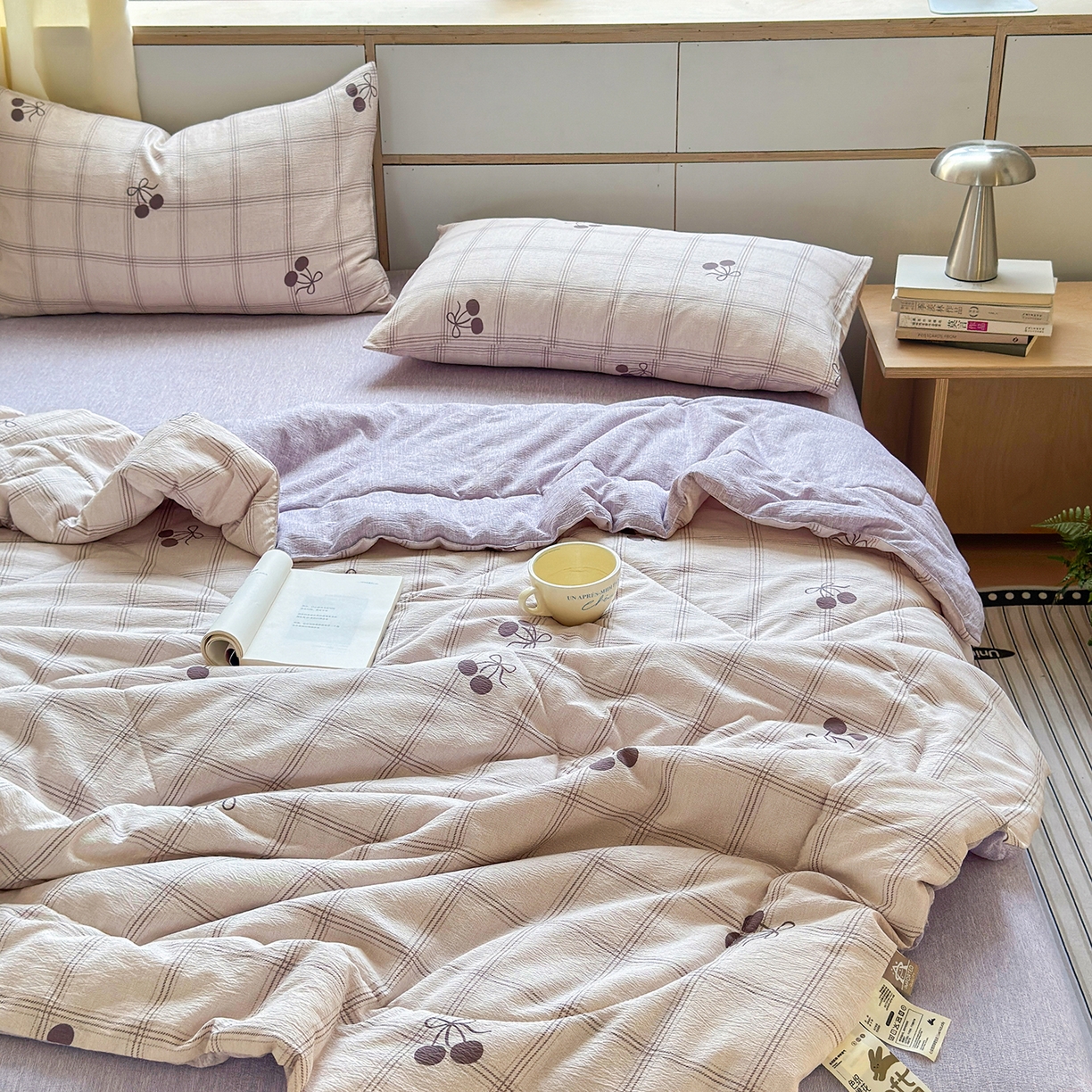 91家纺网 家纺一手货源 找家纺 老帅的工厂店 2026新款A类大豆色织提花夏被 雾格樱